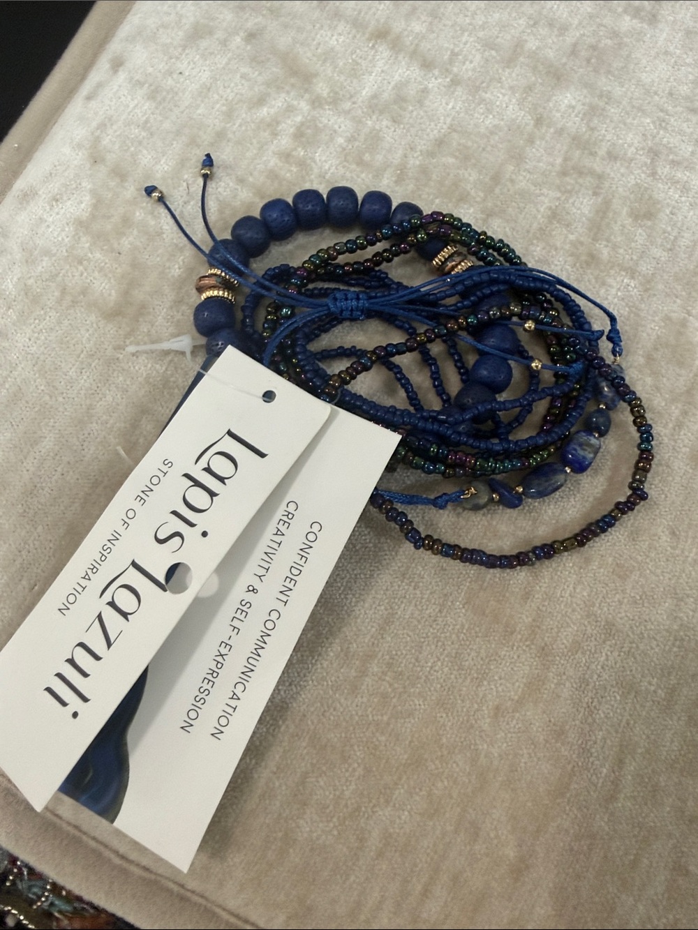 Lapis Lazuli Multi-Strand Blue Beaded Bracelet Set